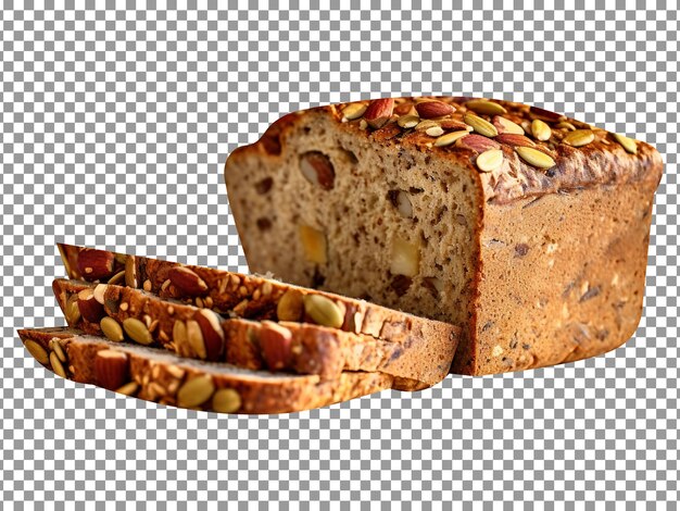 Fresh nuts bread loaf isolated on transparent background