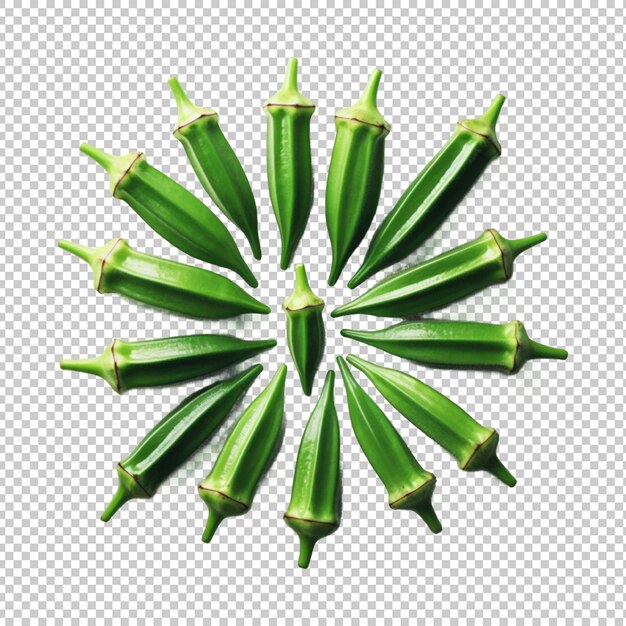 PSD fresh okra isolated on transparent background ai generative