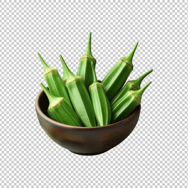 PSD fresh okra isolated on transparent background ai generative