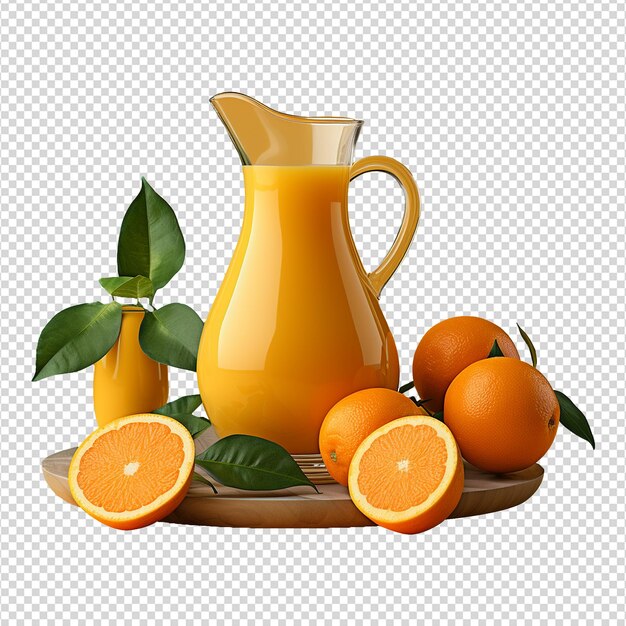 PSD Свежевыжатый апельсиновый сок изолирован на прозрачном фоне