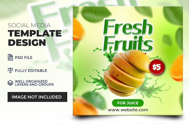ジュース ポスター テンプレート デザインの新鮮なオレンジ色の果物