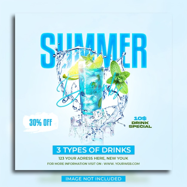 Fresh Orange Summer drink menu social media banner template