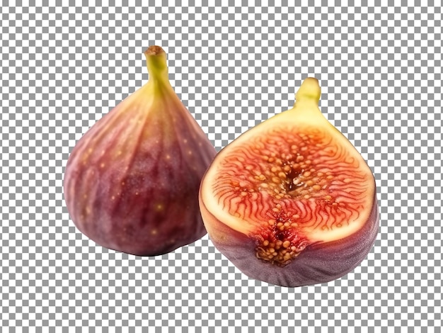 Fresh pair of fig fruit isolated on transparent background