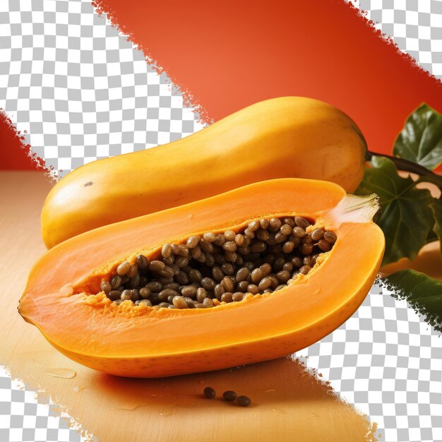 PSD Свежие фрукты папайи делают естественную маску для лица на прозрачном фоне.
