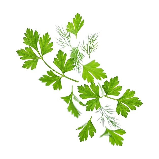 fresh parsley and dill herbs isolated on white