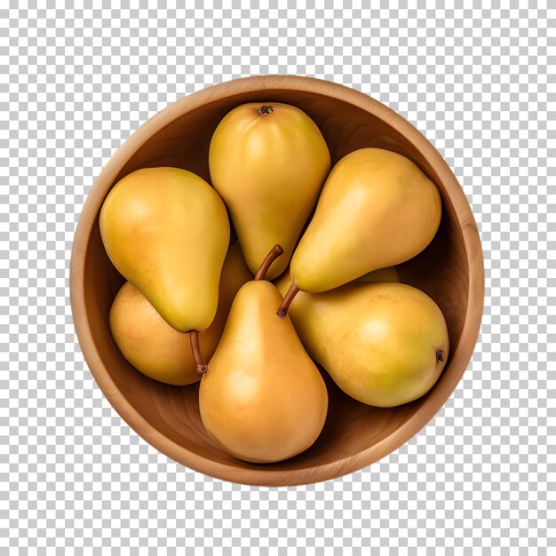 Fresh pear in a bowl on transparent background