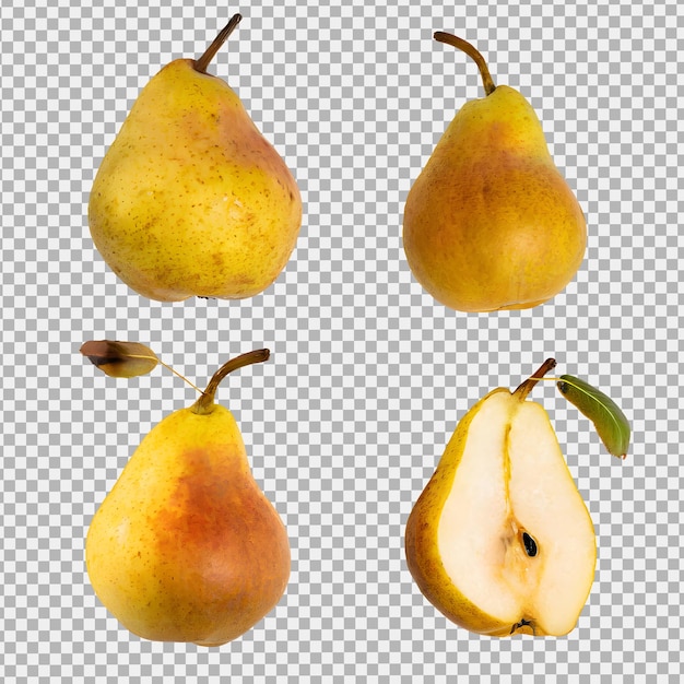 PSD fresh pears fruit isolated on transparent background