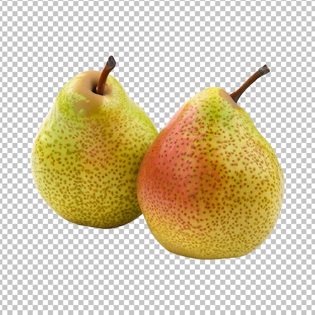 PSD fresh pears fruit isolated on white surface png transparent background