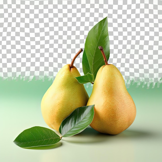 PSD fresh pears on a transparent background both whole and halved