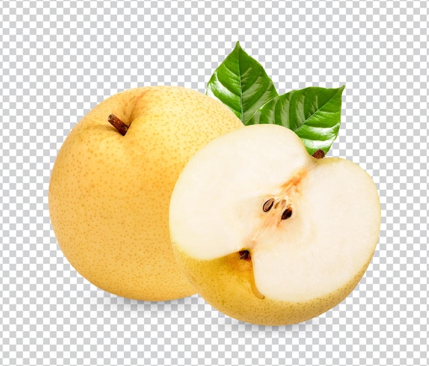 PSD fresh pears with leaves isolated premium psd