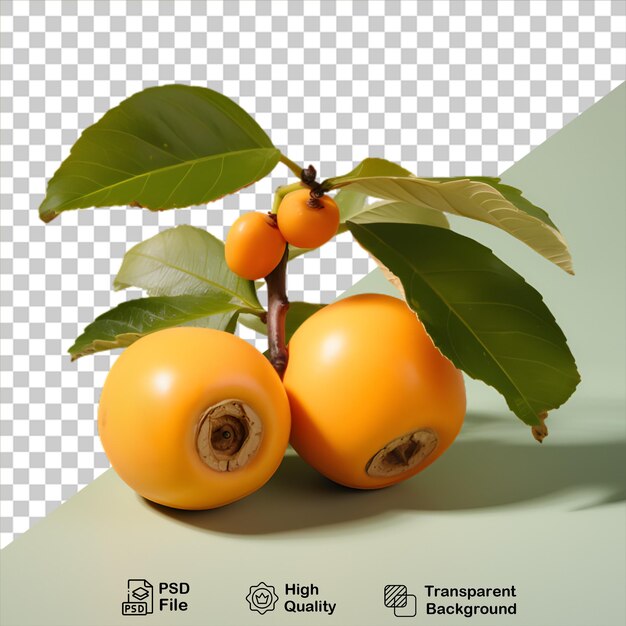 PSD fresh persimmon with leaves isolated on transparent background include png file