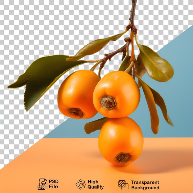 PSD fresh persimmon with leaves isolated on transparent background include png file