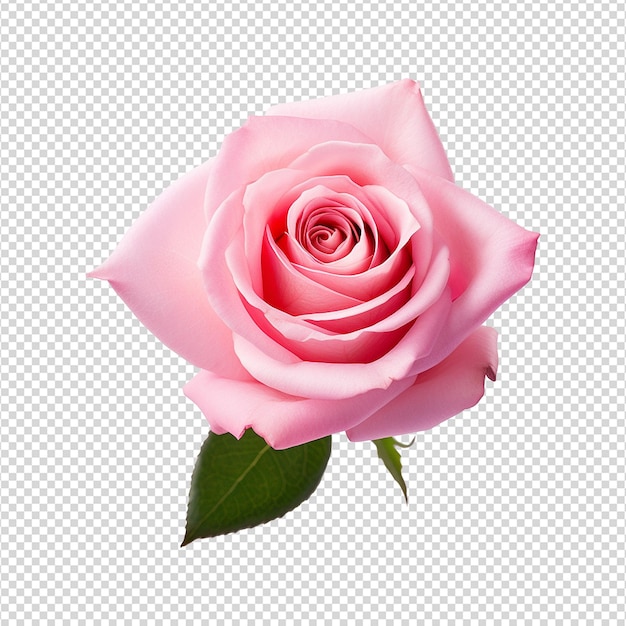 Fresh pink rose isolated on transparent background