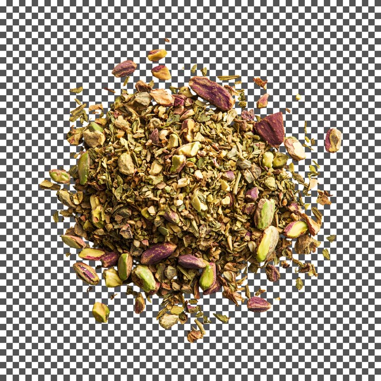 PSD fresh pistachio herbal tea isolated on transparent background