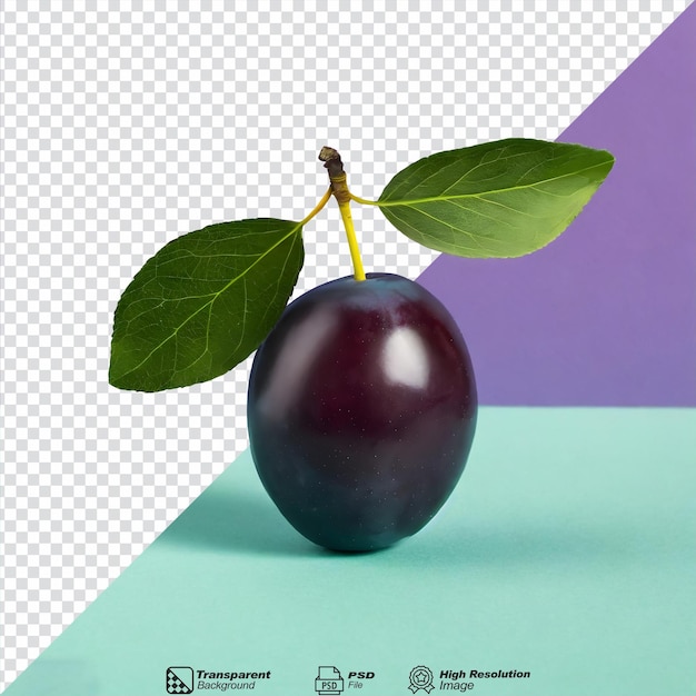 PSD fresh plum with leaves premuim isolated on transparent background