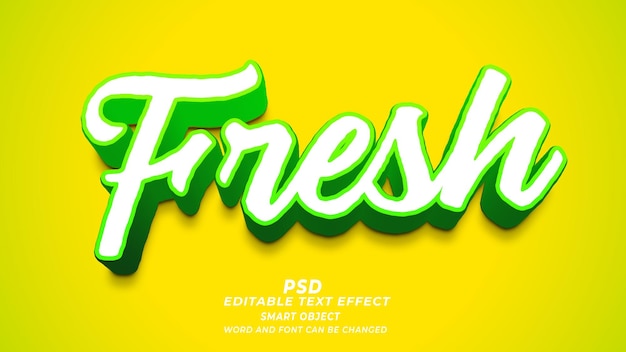 PSD Свежий psd 3d редактируемый текстовый эффект photoshop шаблон