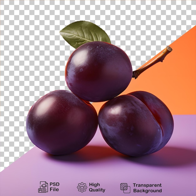 PSD fresh purple plums isolated on transparent background include png file