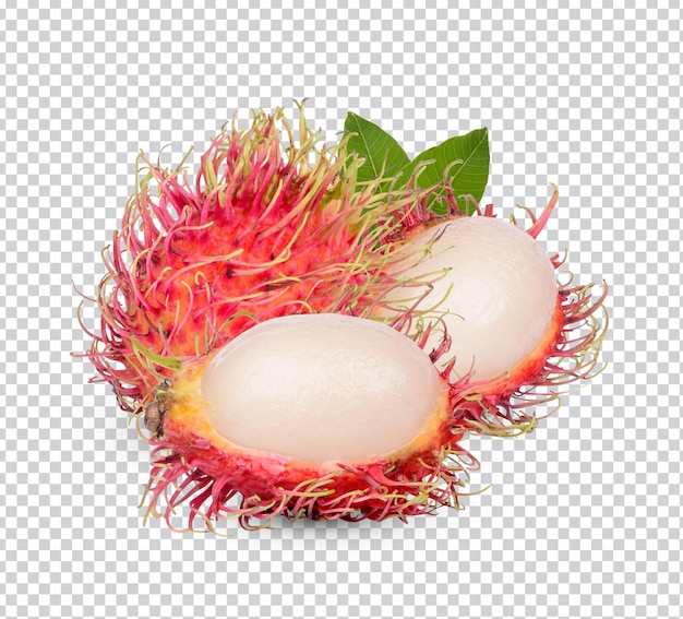 PSD frutta fresca di rambutan con foglie isolate psd premium