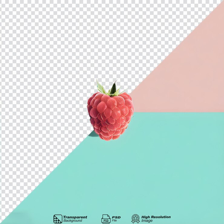 PSD fresh raspberry isolated on transparent background