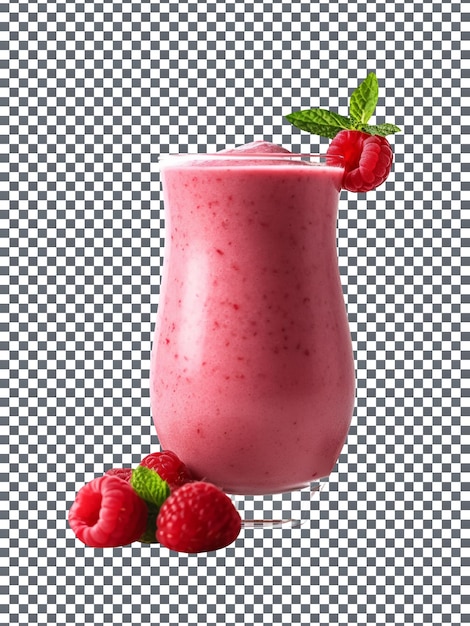 PSD fresh raspberry lim smoothie glass isolated on transparent background