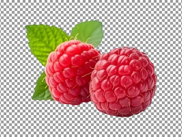 Fresh raspberry pair isolated on transparent background