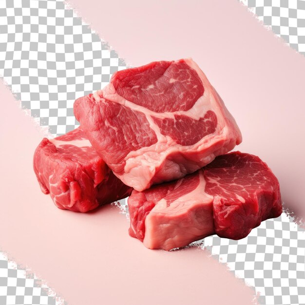 PSD fresh raw buffalo meat and beef steak isolated on a transparent background