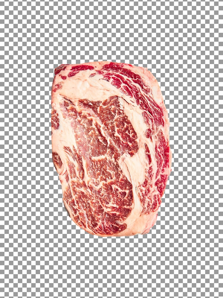PSD 透明な背景に分離された新鮮な生肉ステーキ