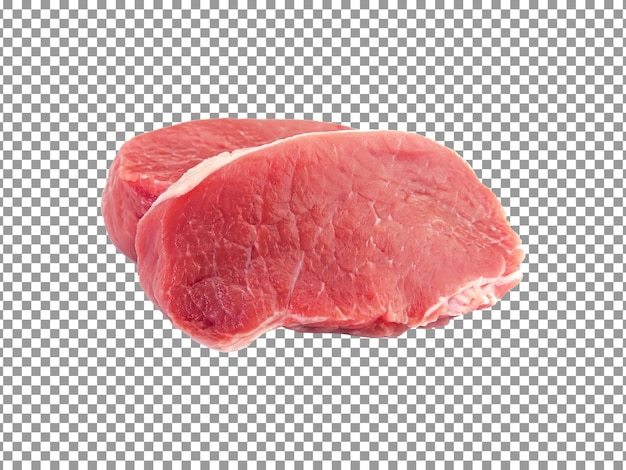 Fresh raw red meat pieces on transparent background