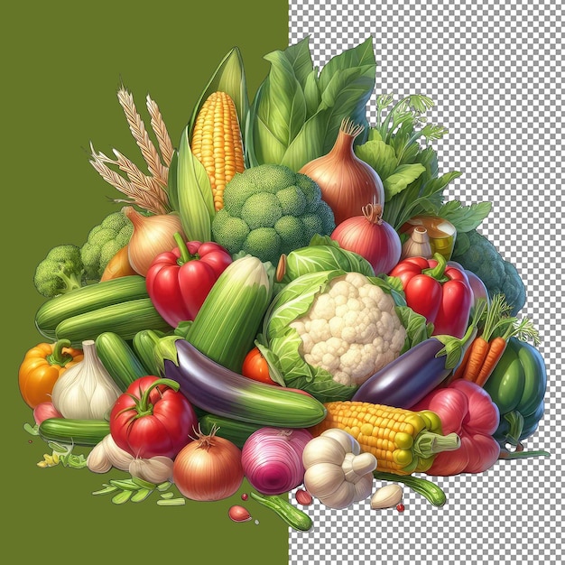 PSD fresh raw vegetable mix png