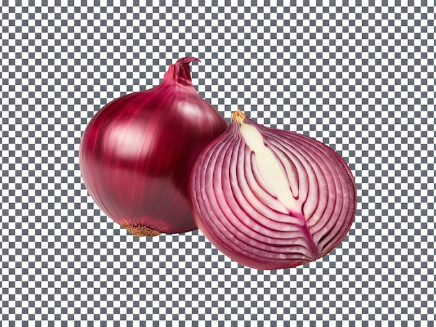 Fresh red onions isolated on a transparent background