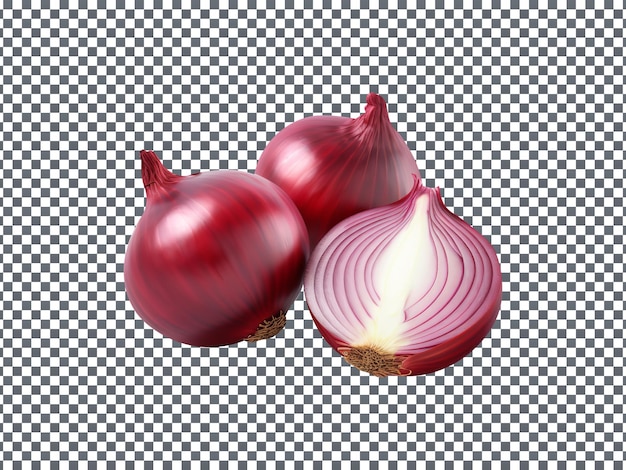 Fresh red onions isolated on a transparent background