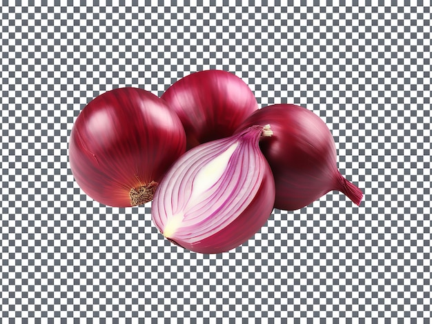 Fresh red onions isolated on a transparent background