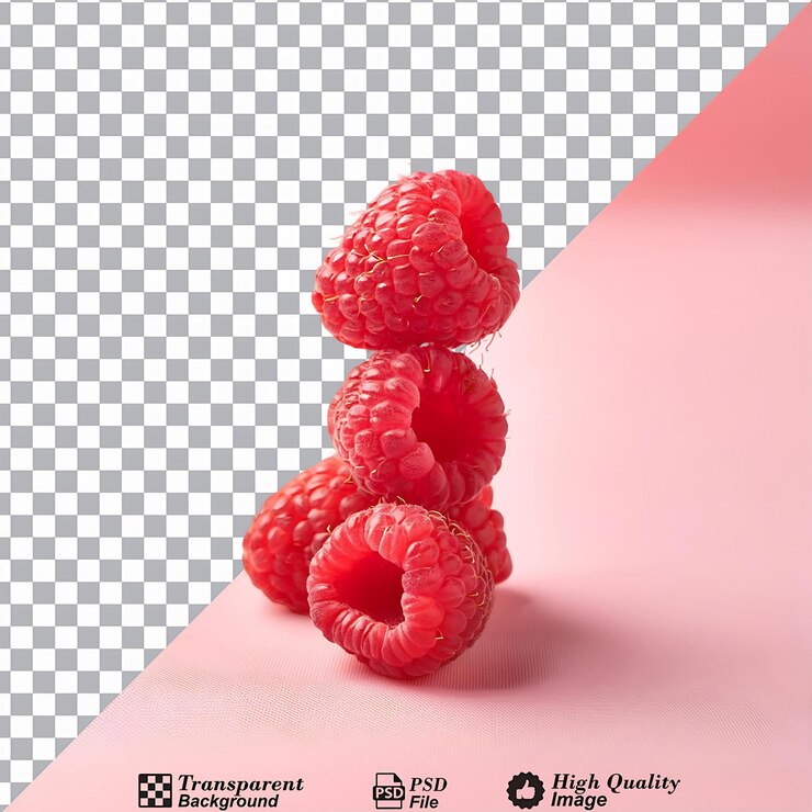 PSD fresh red raspberry cluster