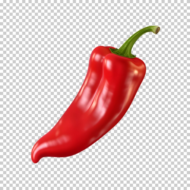 Fresh red sweet pepper isolated on transparent background