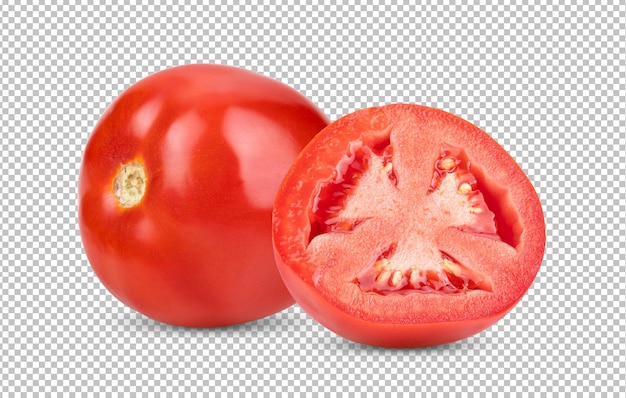 Fresh red tomato isolated on alpha layer