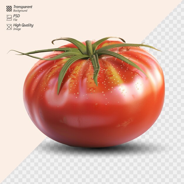 Fresh ripe tomato with a transparent background