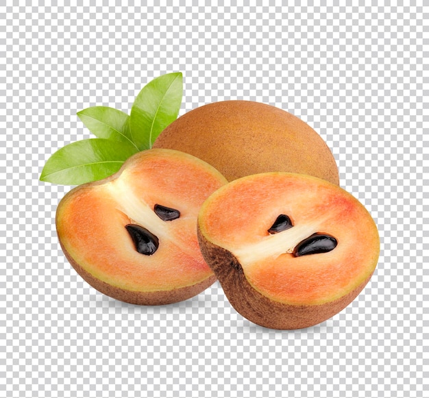 Fresh sapodilla with leaves isolated Premium PSD