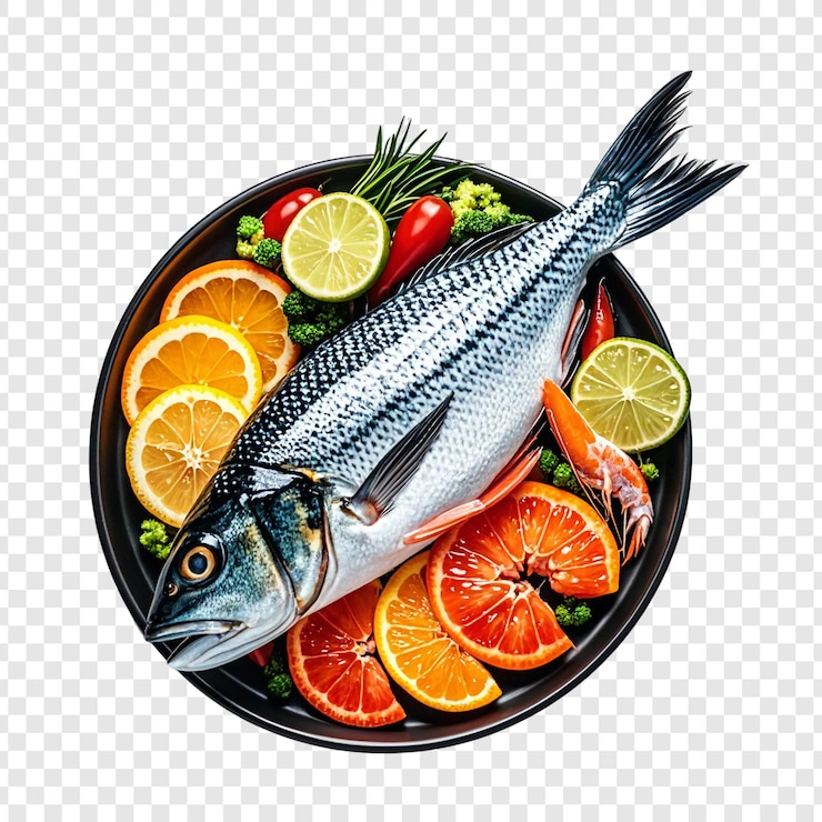 PSD fresh seafood isolated transparent background