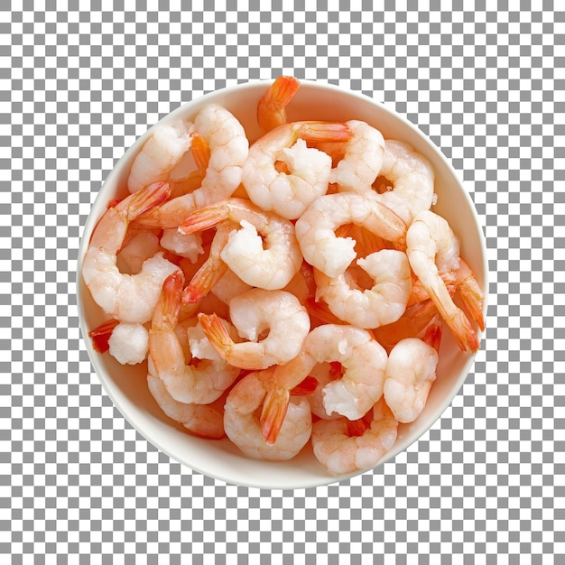 Fresh shrimps in abowl isolated transparent background