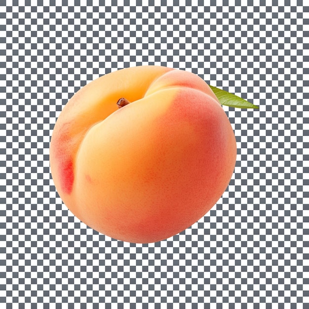 Fresh single peach fruit isolated on transparent background