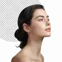 PSD fresh skin women cosmetic model portrait on transparent background