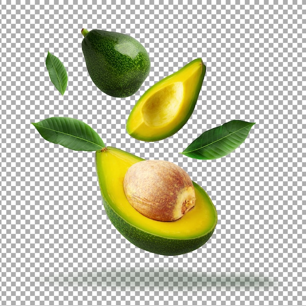 PSD fresh sliced green avocado isolated