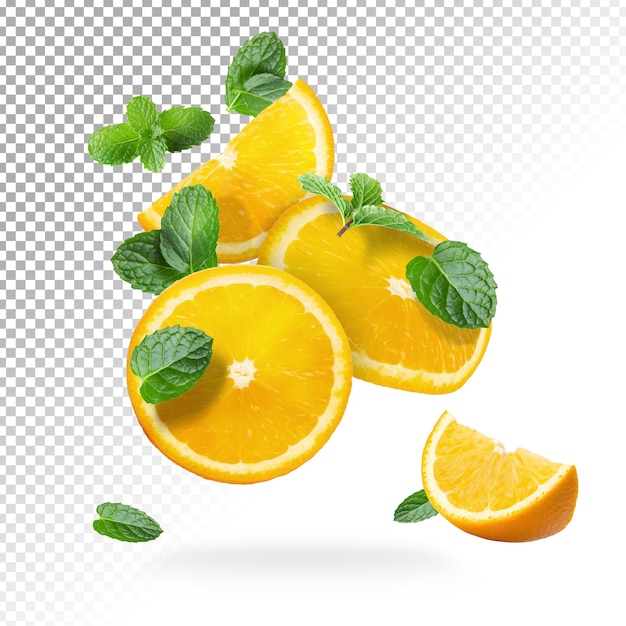 PSD fresh sliced oranges fruit isolated