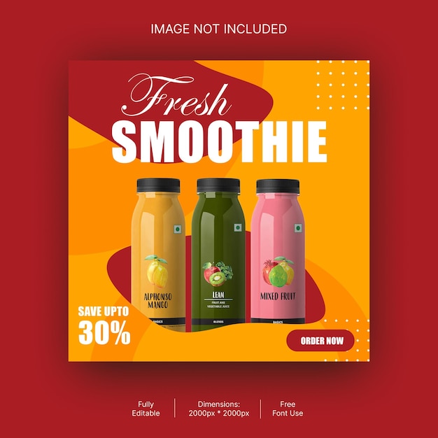 Fresh smoothie social media post template