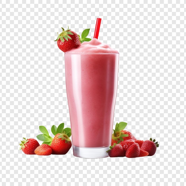 PSD fresh strawberry smoothie isolated on transparent background