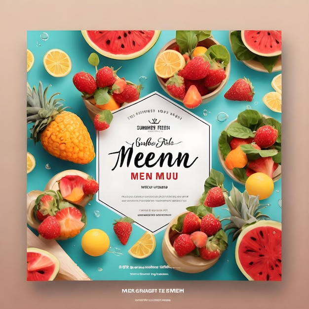 PSD fresh summer menu instagram post banner sjabloon