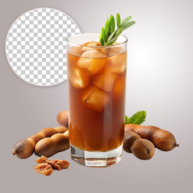 Fresh sweet drink tamarind juice tasty drink for refreshing on transparent background