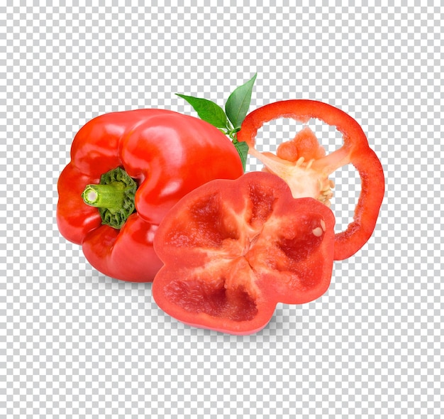 Fresh sweet pepper with leaves isolated Premium PSD