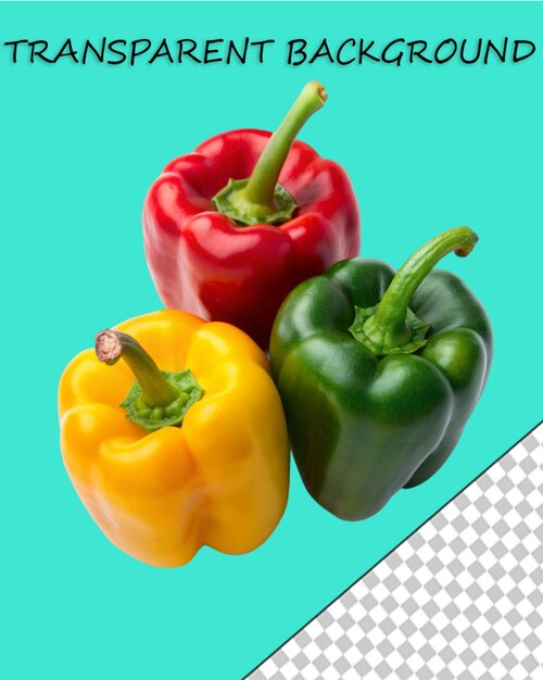 PSD fresh sweet pepper with leaves isolated