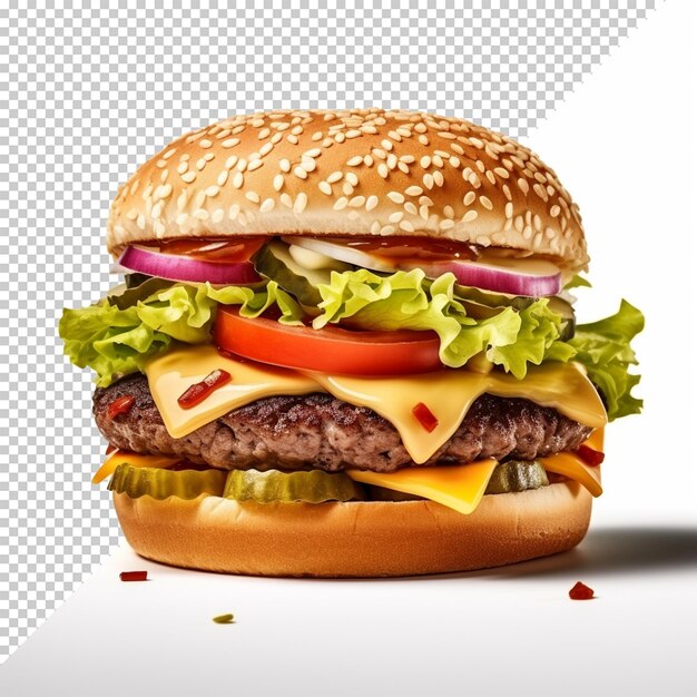 Fresh tasty burger isolated on transparent background